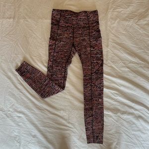 Lululemon Fast and Free Tight II 25" 
Flash Pleat Orange Multi